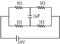 Question image for The charge on capacitor after along time in the f